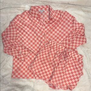 Checkered Pink Shorts Set